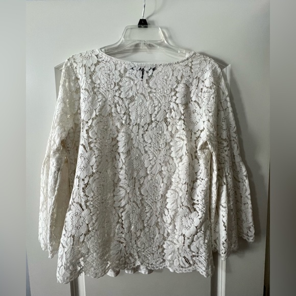 WHBM V-Neck Long Sleeve Lace Top Size Medium - Picture 11 of 13